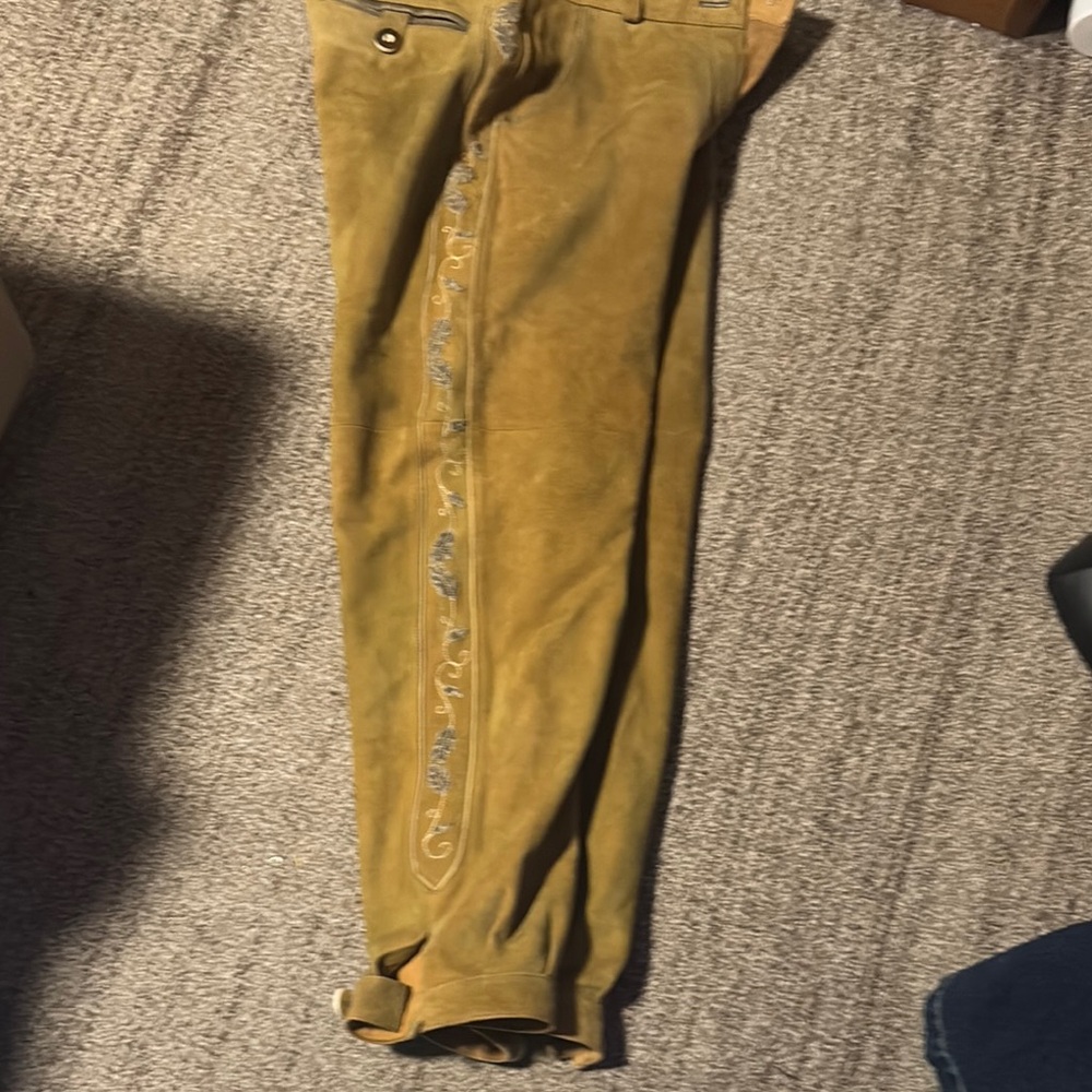Spieth & Wensky classic antique leather patina embroidery brown leather pants